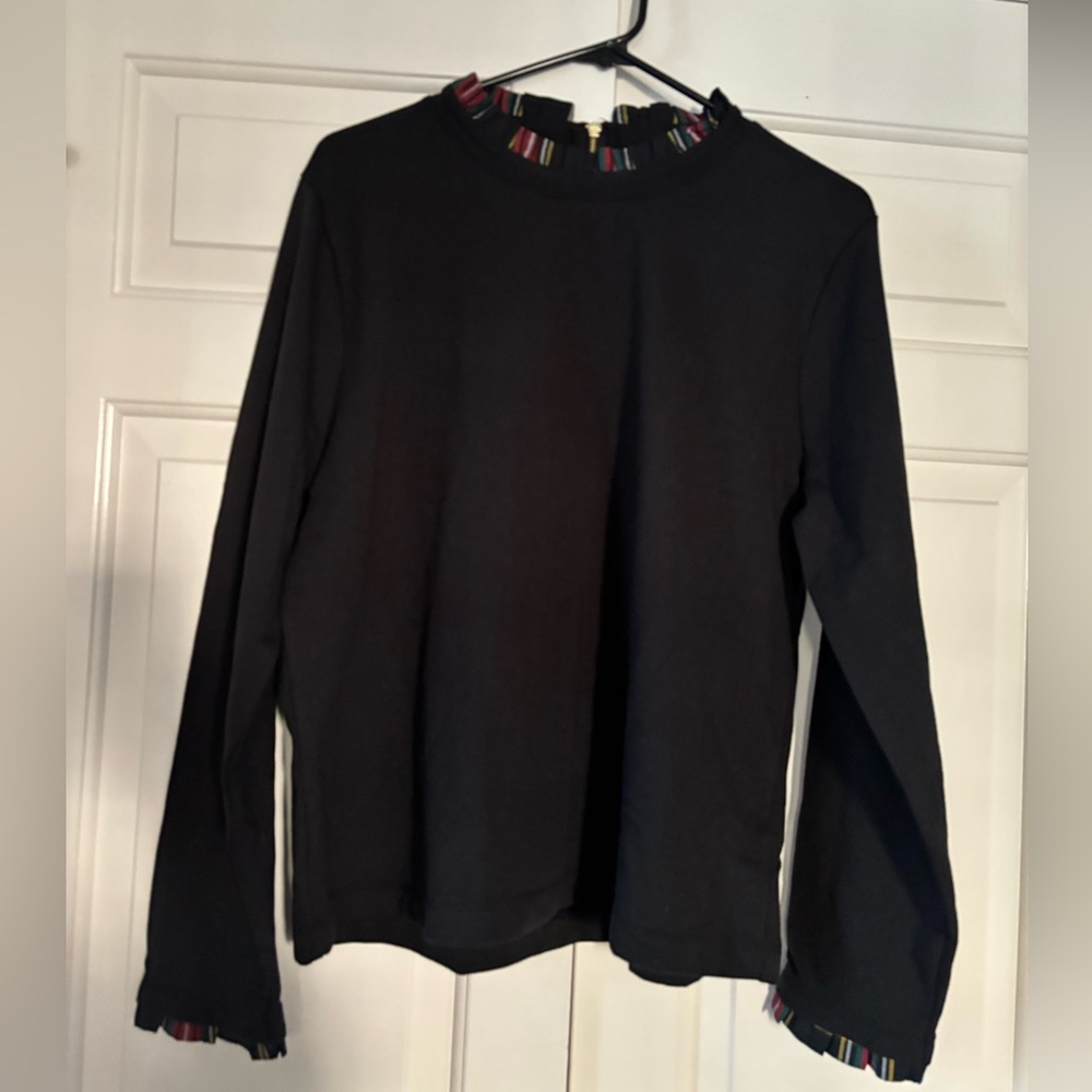J Crew Factory ruffle collar tartan shirt.